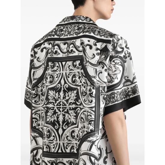 25FW 돌체앤가바나 반팔 셔츠 G5JH9T HI1S6 HX5DQ WHITE BLACK - DOLCE & GABBANA