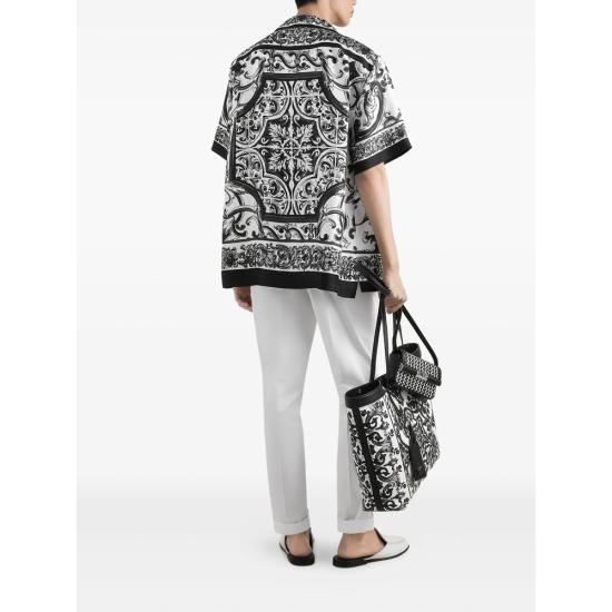 25FW 돌체앤가바나 반팔 셔츠 G5JH9T HI1S6 HX5DQ WHITE BLACK - DOLCE & GABBANA