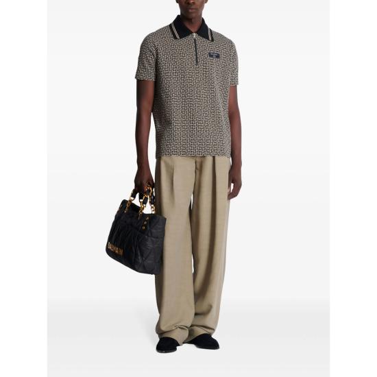 25FW 발망 폴로 티셔츠 EH1GC027BC90 BC90 GFE BLACK NEUTRALS - BALMAIN