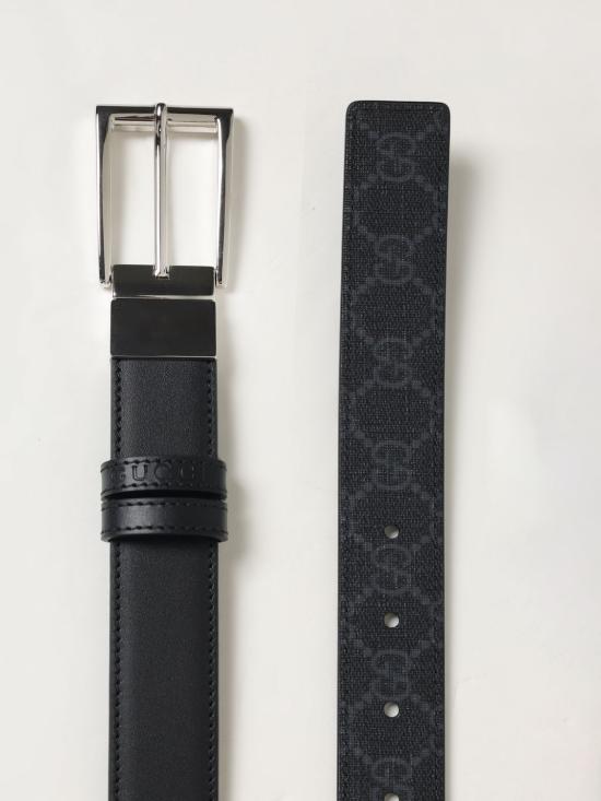 25SS 구찌 리버시블 가죽 벨트 771105BTTAN 1000 Black - GUCCI