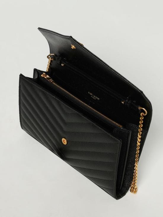 26SS 생로랑 레더 카산드라 체인 월렛 377828BOW01 1000 Black - SAINT LAURENT