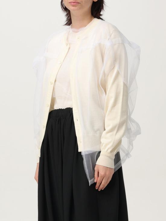 25FW 꼼데가르송 크루넥 멀티레이어 튤 가디건 GOB018 1 White - COMME DES GARCONS