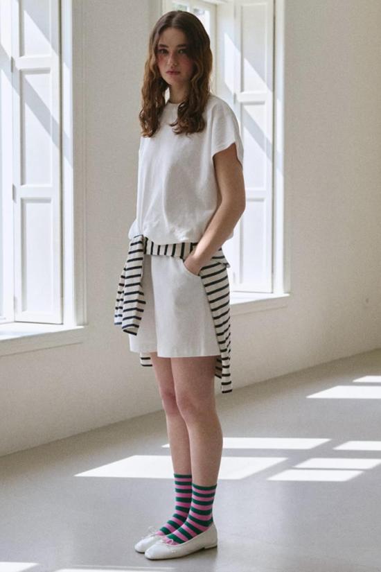  르 본 숍 데님 팬츠 르 봉 숍 시티 쇼츠 밀크 - Le Bon Shoppe