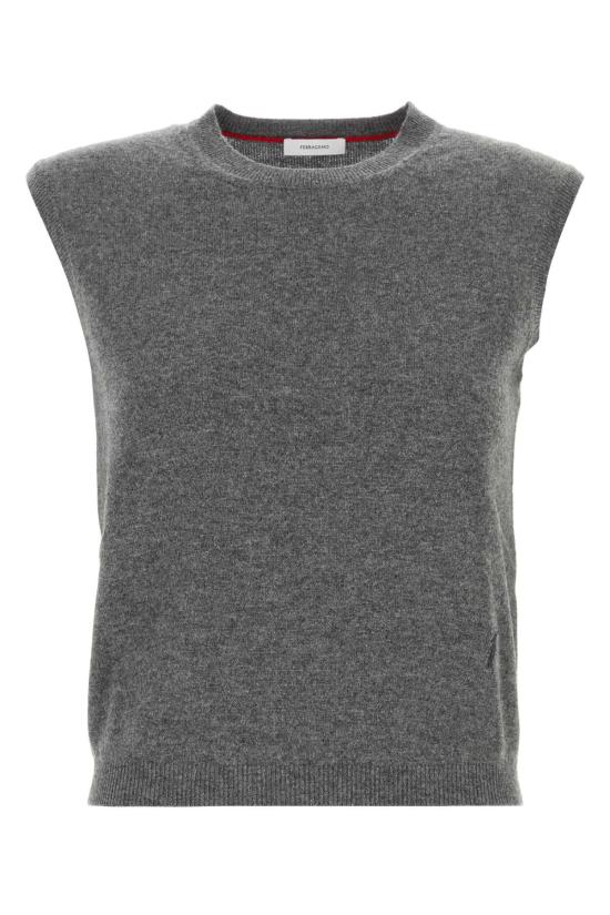 25FW 살바토레 페라가모 민소매 티셔츠 13H305784294 GRIGIOMELANGE GREY