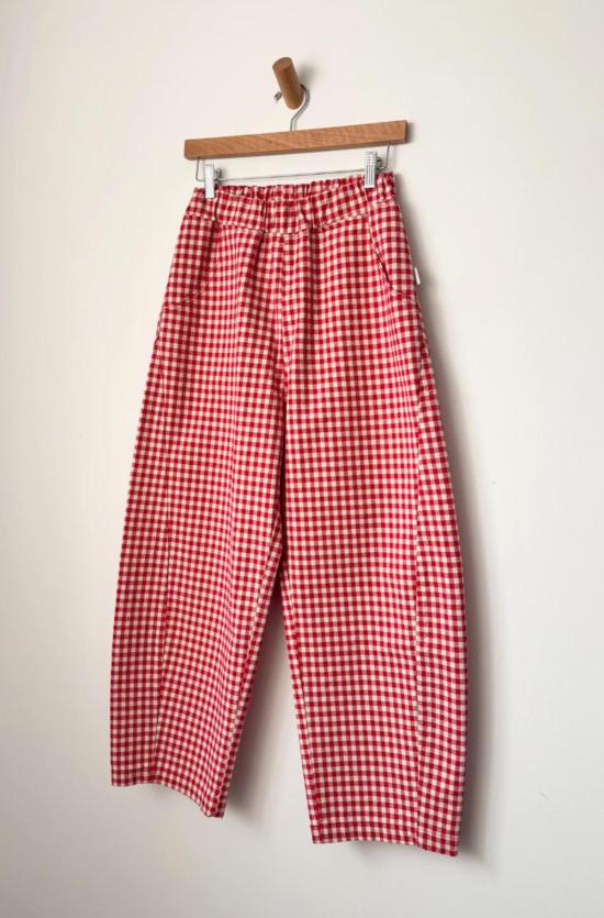  르 본 숍 크롭 팬츠 Le Bon Shoppe Arc 팬츠 레드 깅엄 - Le Bon Shoppe