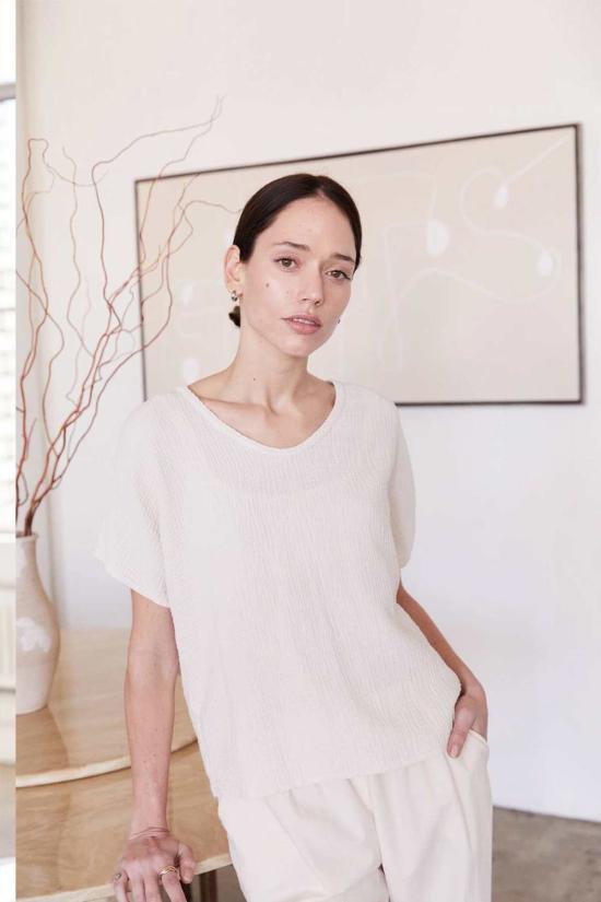  It Is Well L.A. 반팔 티셔츠 오가닉 S/S 거즈 탑 솔트