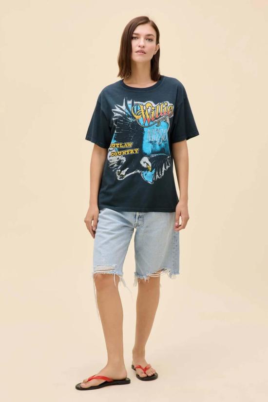  Daydreamer 반팔 티셔츠 데이드리머 윌리 넬슨 아웃로 컨트리 보이프렌드 티셔츠 빈티지 블랙 - OTHER BRANDS