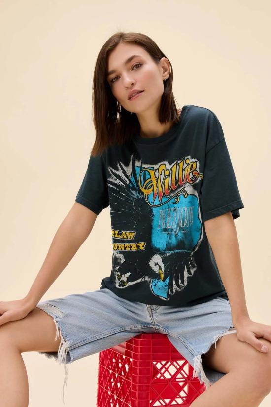  Daydreamer 반팔 티셔츠 데이드리머 윌리 넬슨 아웃로 컨트리 보이프렌드 티셔츠 빈티지 블랙 - OTHER BRANDS