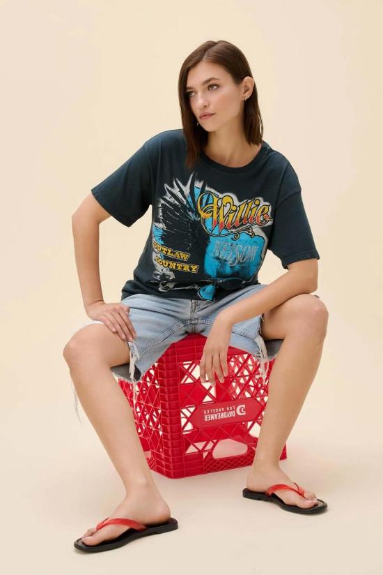  Daydreamer 반팔 티셔츠 데이드리머 윌리 넬슨 아웃로 컨트리 보이프렌드 티셔츠 빈티지 블랙 - OTHER BRANDS