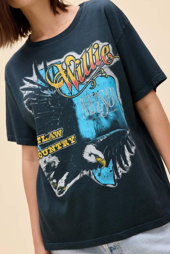  Daydreamer 반팔 티셔츠 데이드리머 윌리 넬슨 아웃로 컨트리 보이프렌드 티셔츠 빈티지 블랙 - OTHER BRANDS