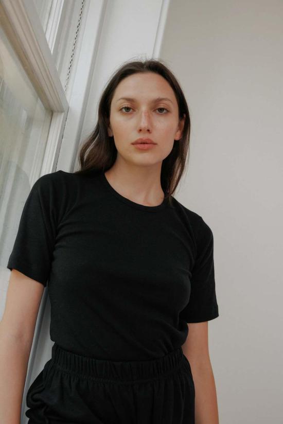  울 하이드 반팔 티셔츠 리브 티셔츠 - WOL HIDE