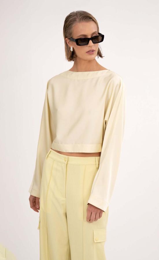  논살란트 레이블 민소매 티셔츠 논샬런트 라벨 크리스티나 크롭탑 파스텔 옐로우 - NONCHALANT LABEL