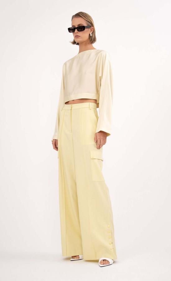  논살란트 레이블 민소매 티셔츠 논샬런트 라벨 크리스티나 크롭탑 파스텔 옐로우 - NONCHALANT LABEL