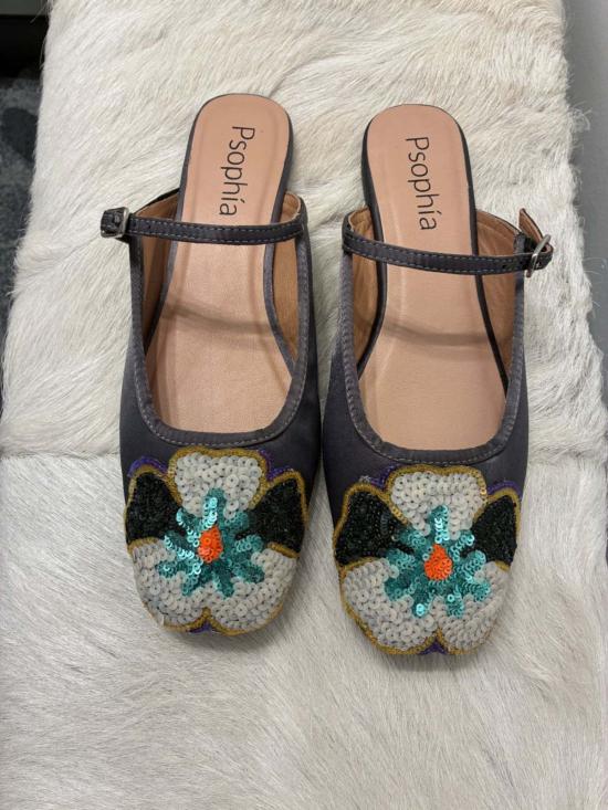  필로소피아 플랫 슈즈 프소피아 오픈 백 스팽글 발레리나 토프