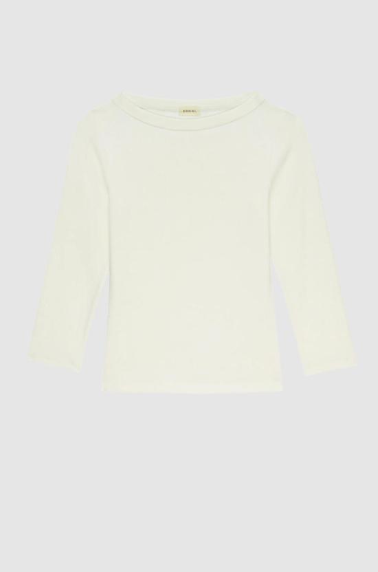  도니 긴팔 티셔츠 . 베이비 리브 보트넥 탑 - DONNI.