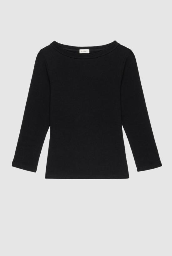  도니 긴팔 티셔츠 . 베이비 리브 보트넥 탑 제트 - DONNI.