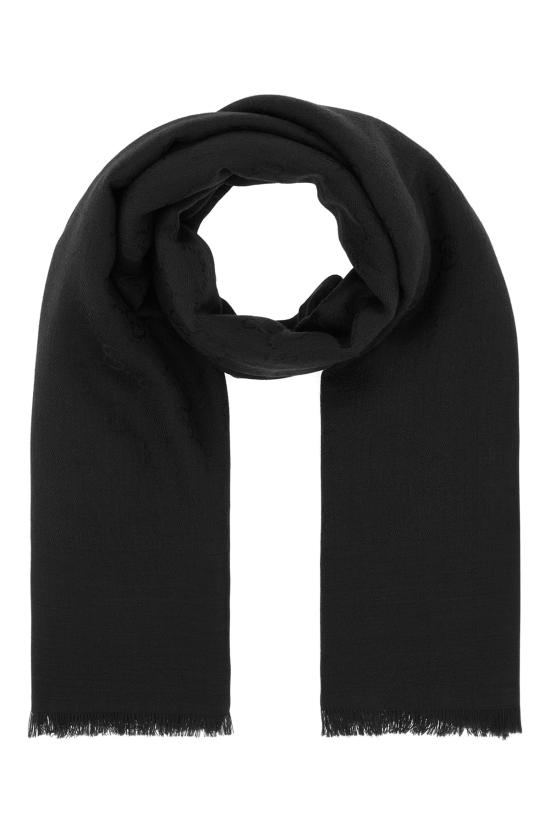 25FW 구찌 GG 울 실크 자카드 숄 8094994G930 1000 BLACK