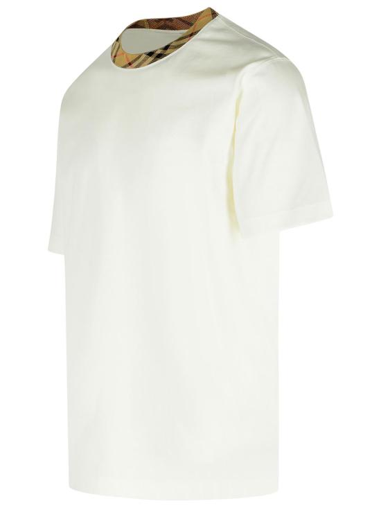 25FW 버버리 체크 트림 코튼 티셔츠  8110100B7078 White - BURBERRY