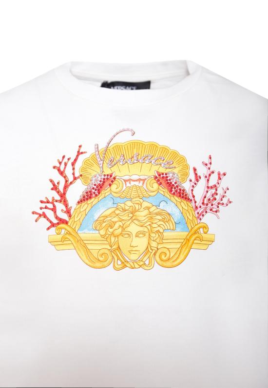 25FW [키즈] 베르사체 티셔츠 1018181 1A15227 2W070 WHITE - VERSACE