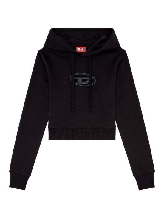  디젤 F 슬리미 후드 Od 컷 아웃 로고 크롭 후드티셔츠 A157140GRAC9XX Black