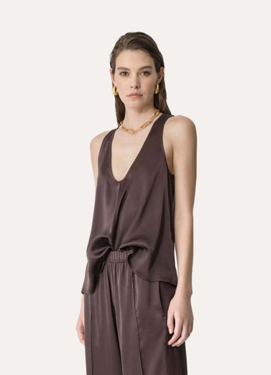  포르테포르테 민소매 티셔츠 포르테 포르테 실크 새틴 탑 라바 - FORTE FORTE