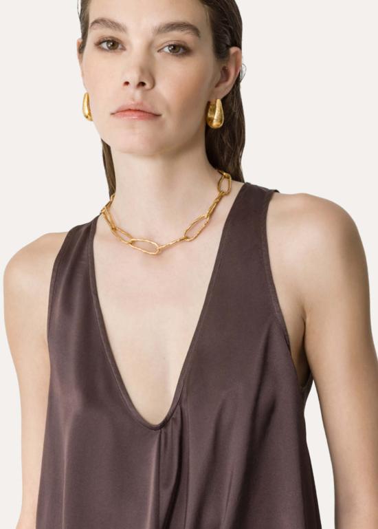  포르테포르테 민소매 티셔츠 포르테 포르테 실크 새틴 탑 라바 - FORTE FORTE