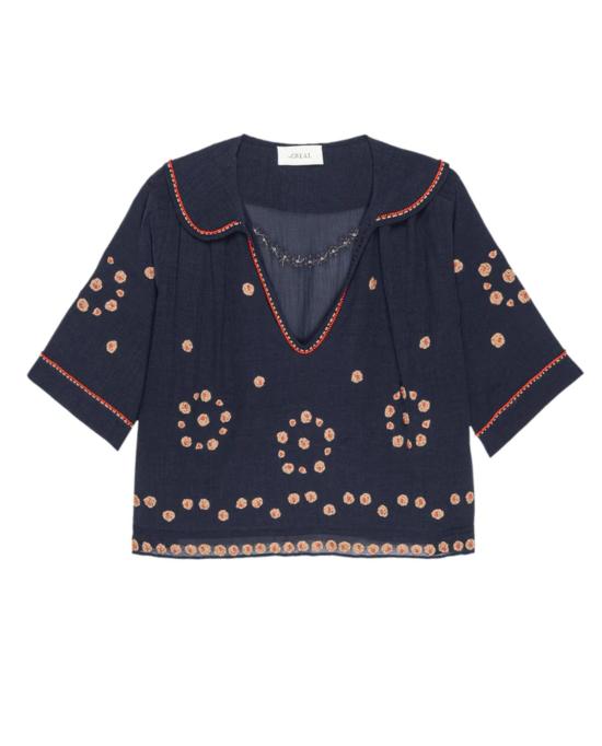  더 그레이트 블라우스 그레이트. 비즈 장식 빈티지 세일러 탑 - THE GREAT