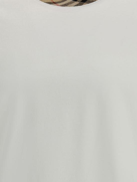 25FW 버버리 체크 트림 코튼 티셔츠  8110100B7078 WHITE - BURBERRY