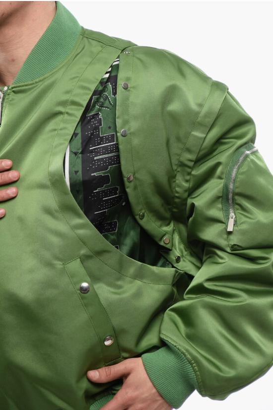  오프화이트 봄버 자켓 OMEH056S24 FAB001 5757 Green - OFF WHITE