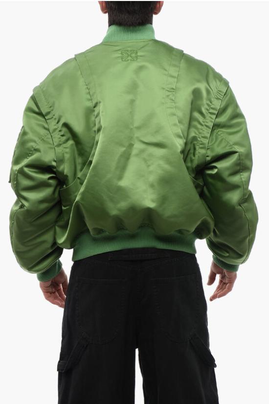  오프화이트 봄버 자켓 OMEH056S24 FAB001 5757 Green - OFF WHITE