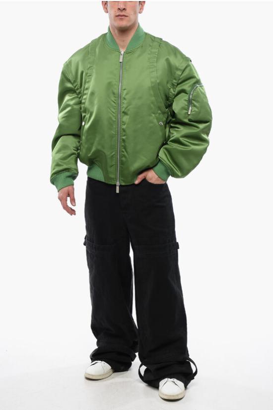  오프화이트 봄버 자켓 OMEH056S24 FAB001 5757 Green - OFF WHITE