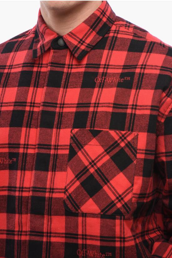  오프화이트 긴팔 셔츠 OMES003C99 FAB001 8500 Red - OFF WHITE