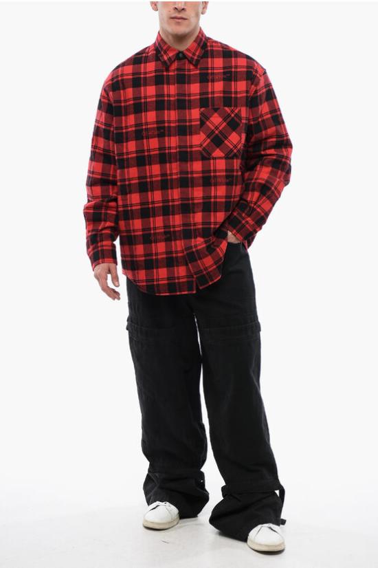  오프화이트 긴팔 셔츠 OMES003C99 FAB001 8500 Red - OFF WHITE