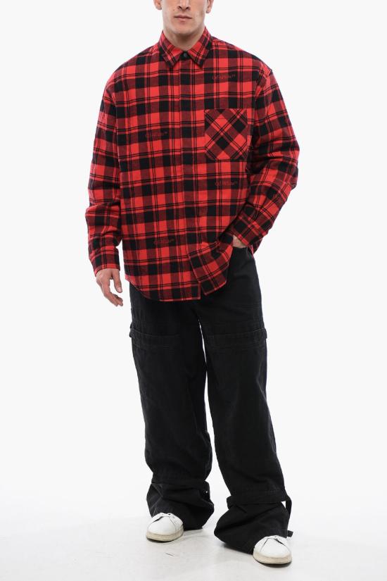  오프화이트 긴팔 셔츠 OMES003C99 FAB001 8500 Red - OFF WHITE