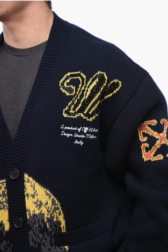  오프화이트 가디건 OMHB019F23 KNI001 4784 Blue - OFF WHITE