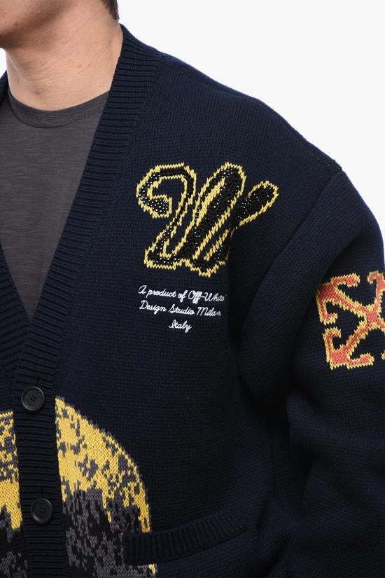  오프화이트 가디건 OMHB019F23 KNI001 4784 Blue - OFF WHITE