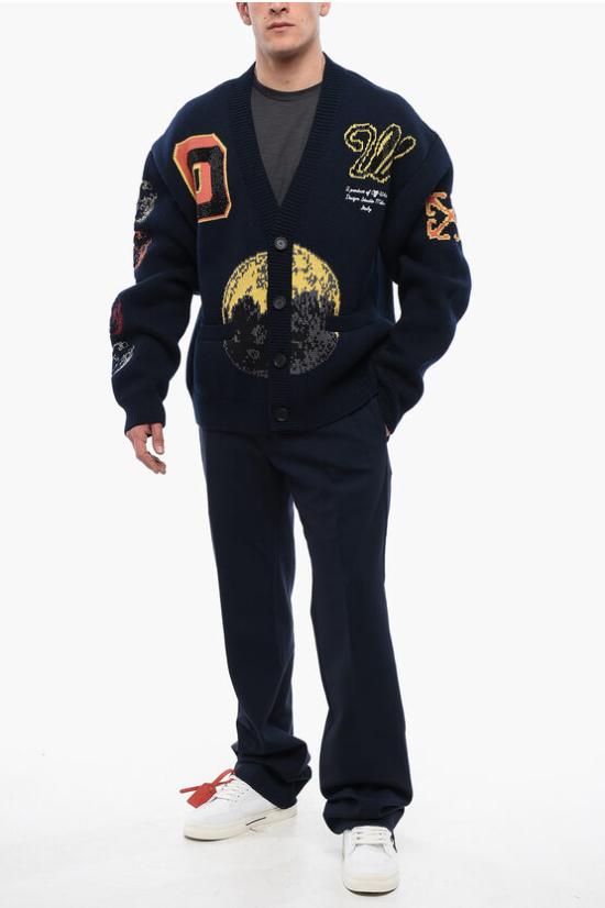  오프화이트 가디건 OMHB019F23 KNI001 4784 Blue - OFF WHITE