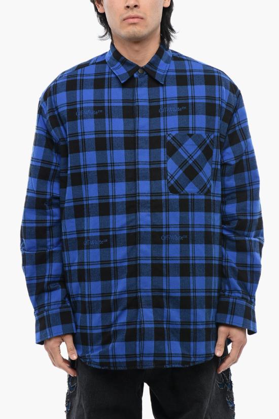  오프화이트 긴팔 셔츠 OMES003F23 FAB001 4800 Blue