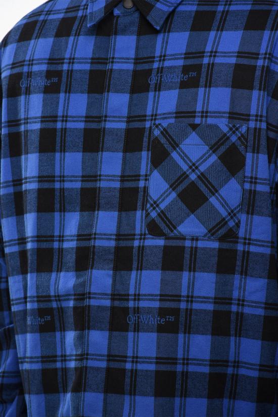  오프화이트 긴팔 셔츠 OMES003F23 FAB001 4800 Blue - OFF WHITE