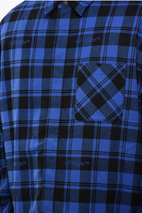  오프화이트 긴팔 셔츠 OMES003F23 FAB001 4800 Blue - OFF WHITE