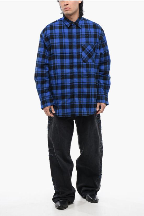  오프화이트 긴팔 셔츠 OMES003F23 FAB001 4800 Blue - OFF WHITE