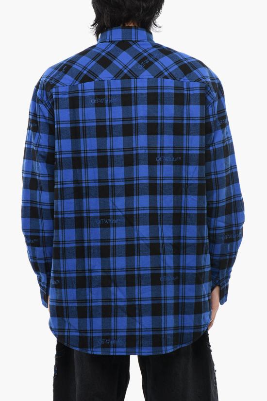  오프화이트 긴팔 셔츠 OMES003F23 FAB001 4800 Blue - OFF WHITE