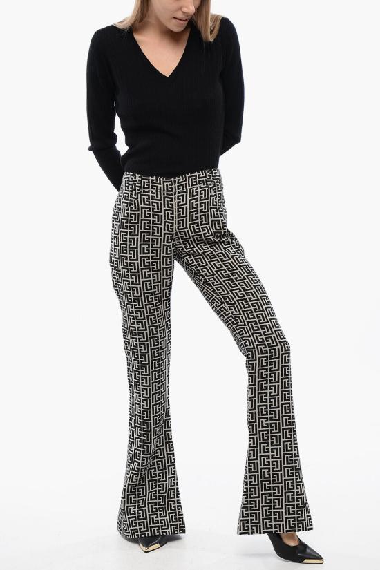  발망 스트레이트 팬츠 VF0PP015W126 GFE Black White - BALMAIN