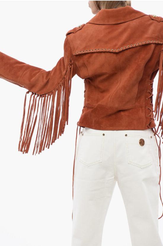  발망 가죽 자켓 XF2TD070LB13 KBI Orange - BALMAIN