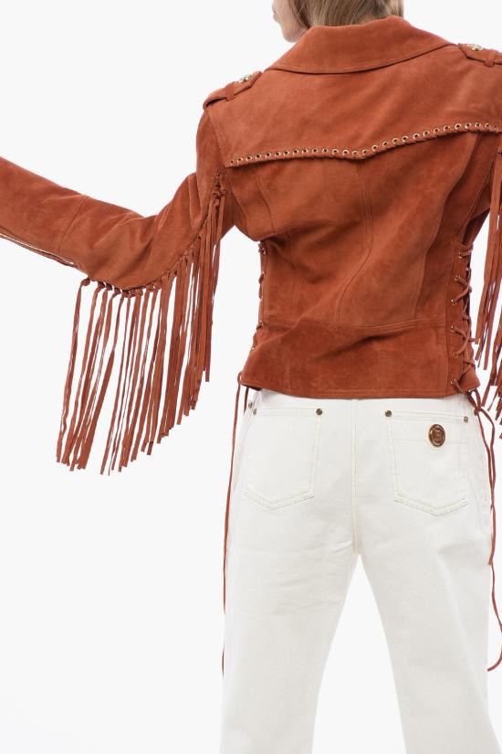  발망 가죽 자켓 XF2TD070LB13 KBI Orange - BALMAIN