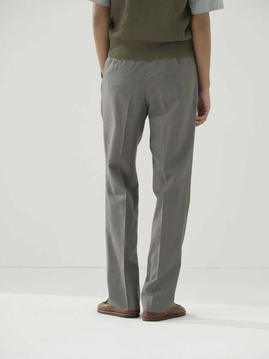  오라리 스트레이트 팬츠 오랄리 트로피컬 울 키드 모헤어 원턱 슬랙스 그레이 체크 - AURALEE