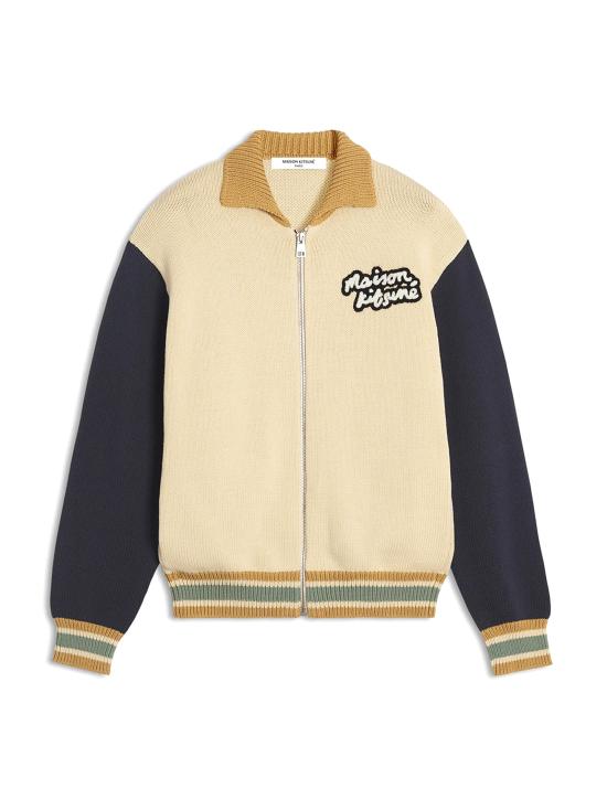  메종키츠네 봄버 자켓 OM02131KT1139 0256 RICH VANILLA BRETON BLUE