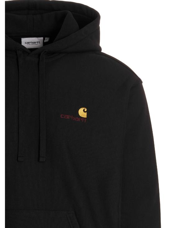 26FW 칼하트 WIP 후드 아메리칸 스크립트 스웨트셔츠 I02827989XX Black