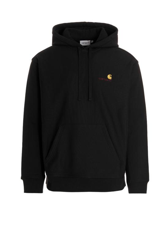 26FW 칼하트 WIP 후드 아메리칸 스크립트 스웨트셔츠 I02827989XX Black
