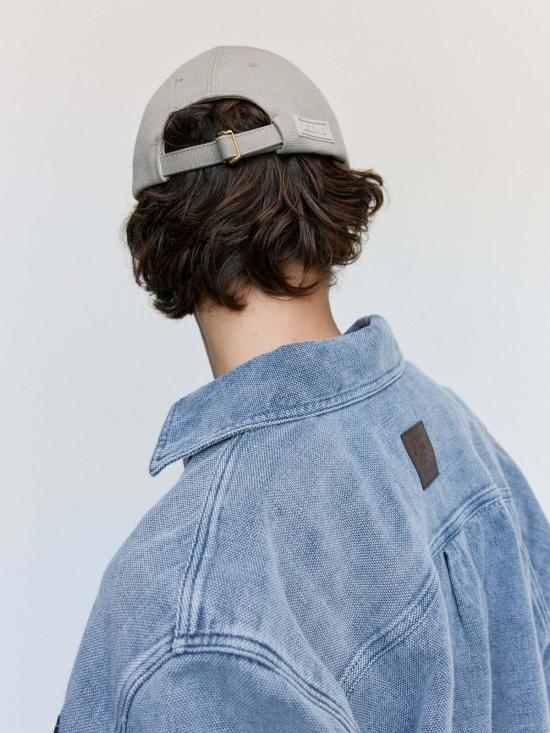  로에베 볼캡 쉘 그레이 캔버스 패치 캡 - LOEWE